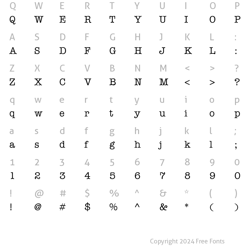 Character Map of TR Memorandum Plain