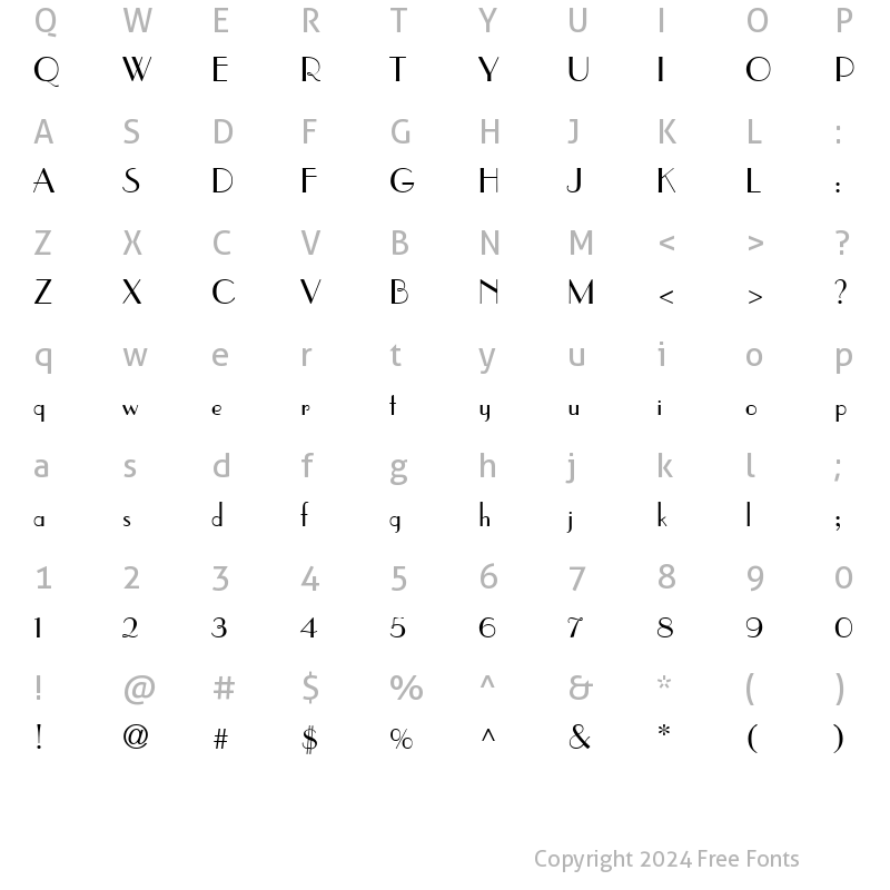 Character Map of TR Paragon Plain