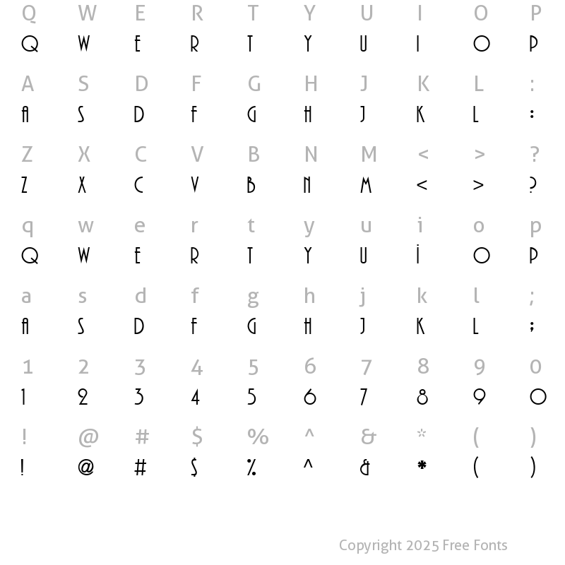 Character Map of TR Plaza ITCNormal