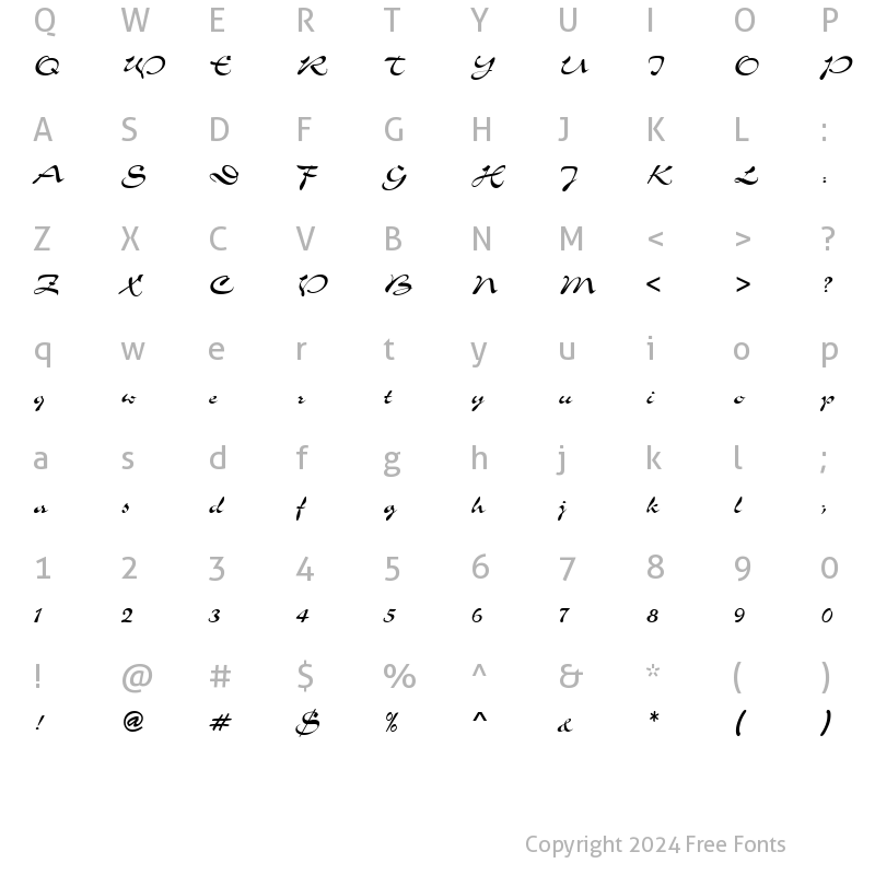 Character Map of TR Shogun Regular