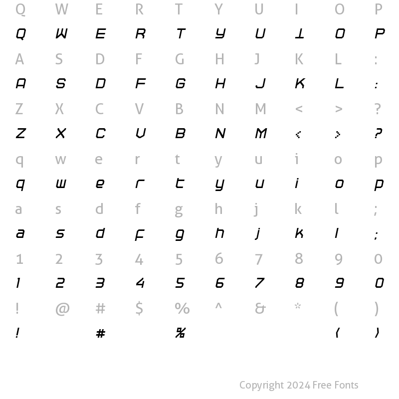 Character Map of TRACEROUTE Italic