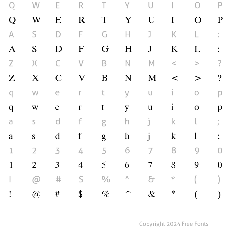 Character Map of Tracia Regular