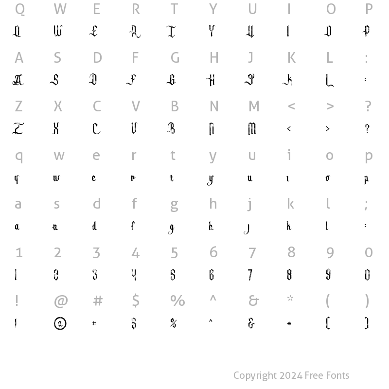 Character Map of Tracker grunge Regular