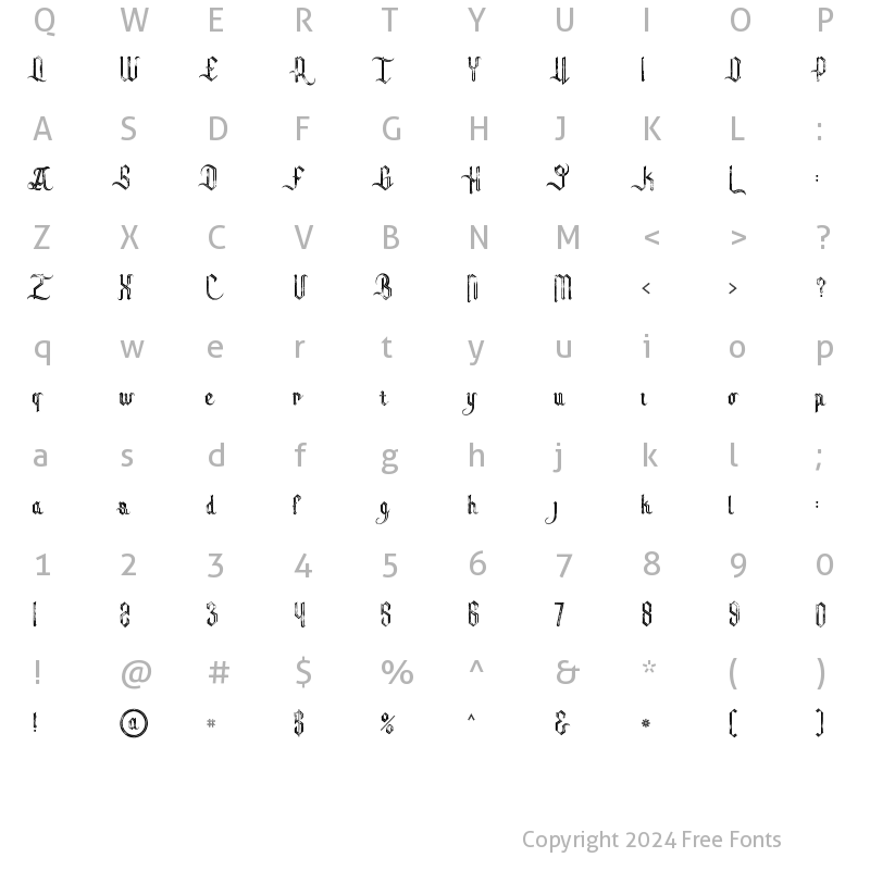 Character Map of Tracker inline grunge Regular