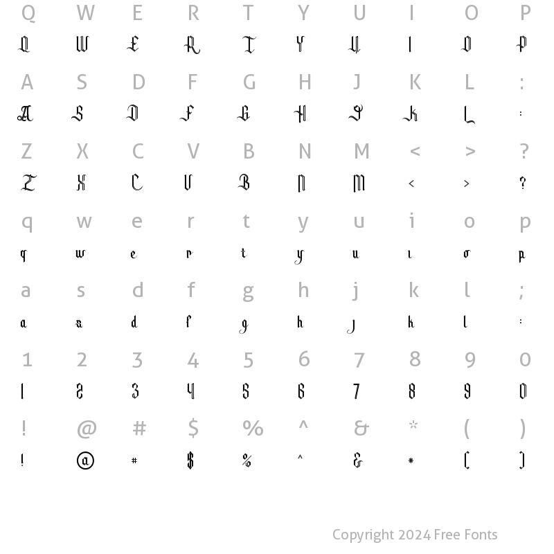 Character Map of Tracker inline Regular