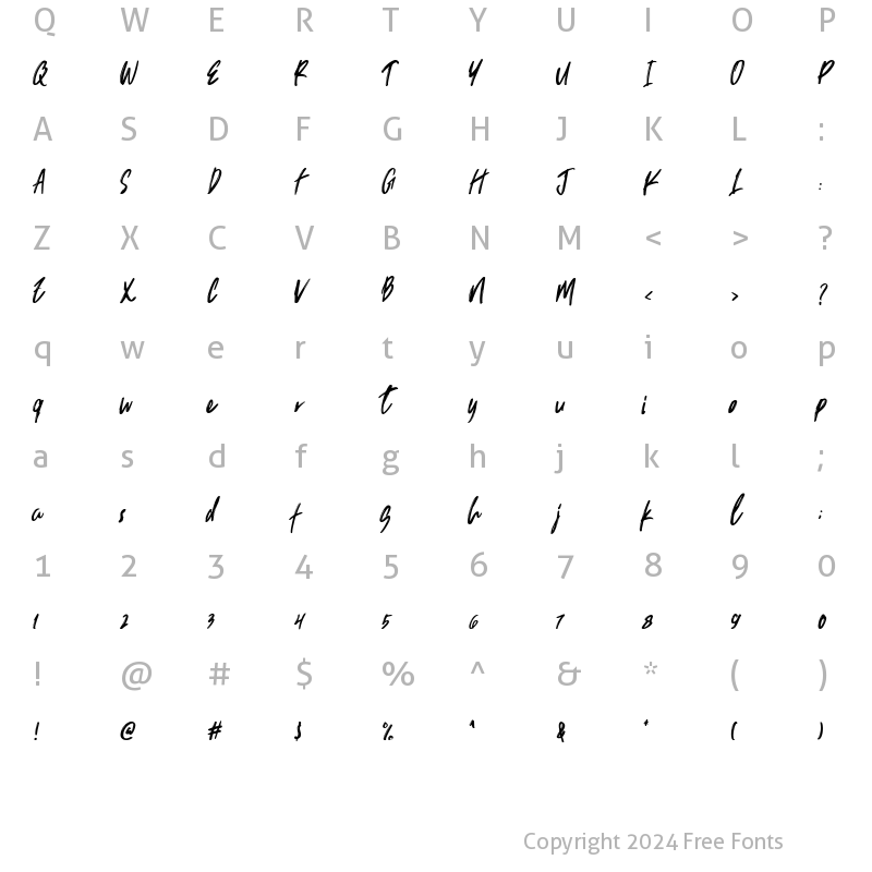 Character Map of Trackers Regular