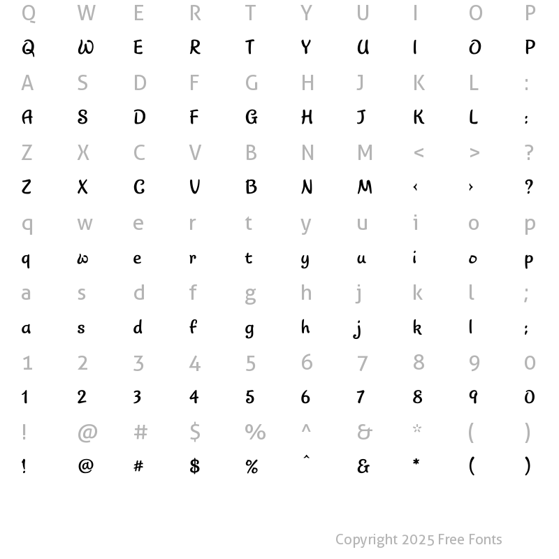 Character Map of TractorW01 Regular