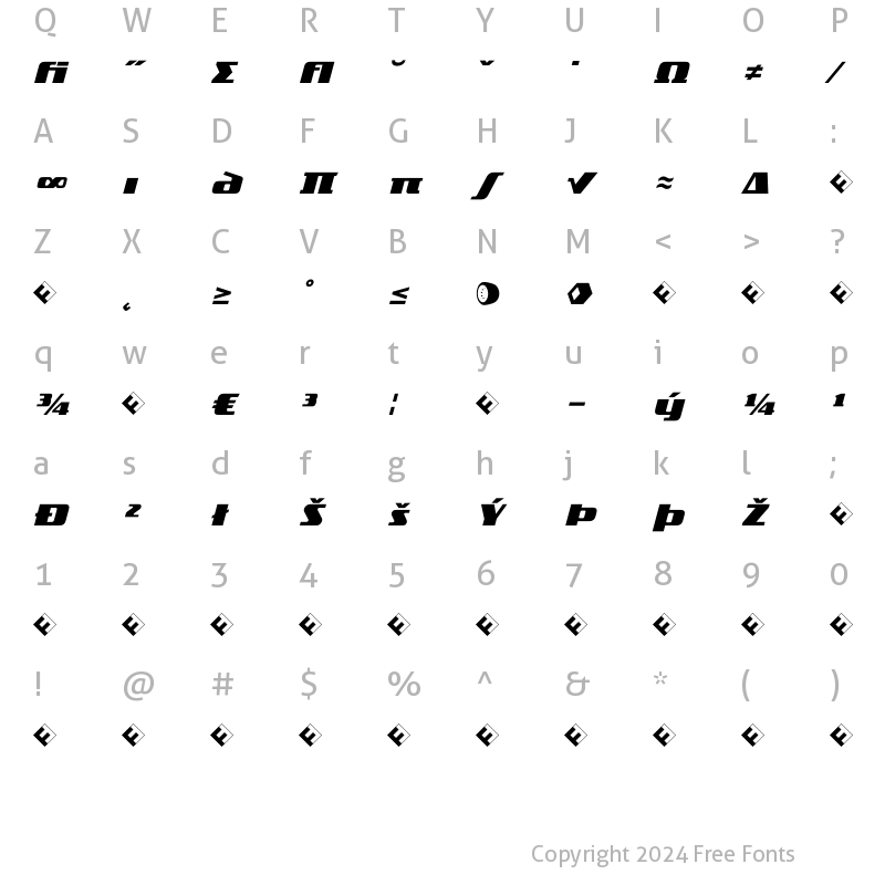 Character Map of TradeMarker FatExp Italic