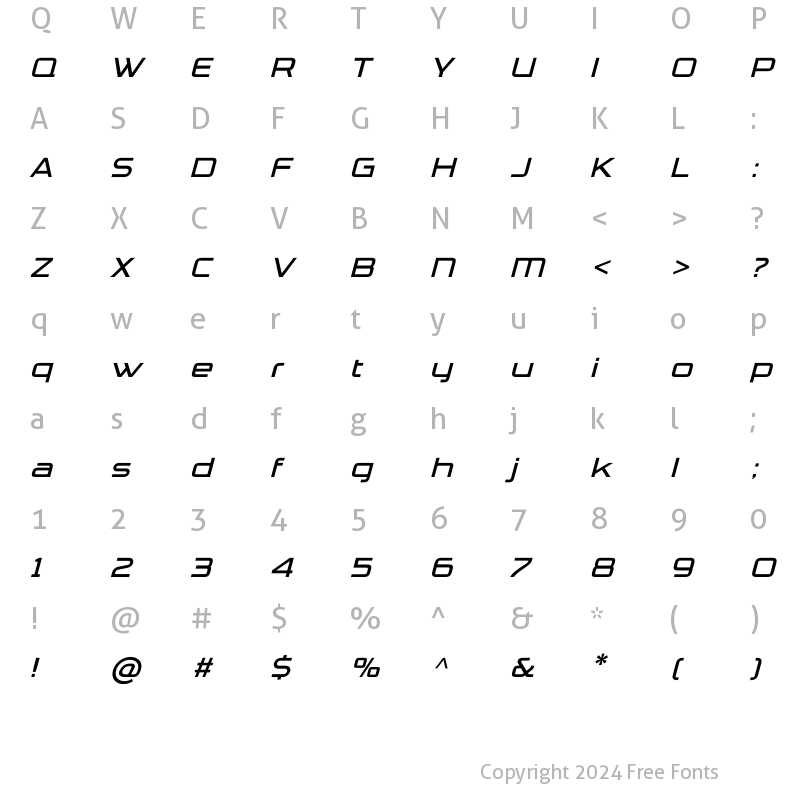 Character Map of TradeMarker Light Italic