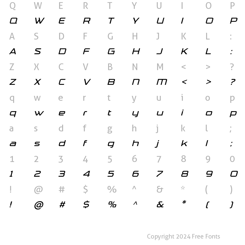 Character Map of TradeMarker LightAlt Italic