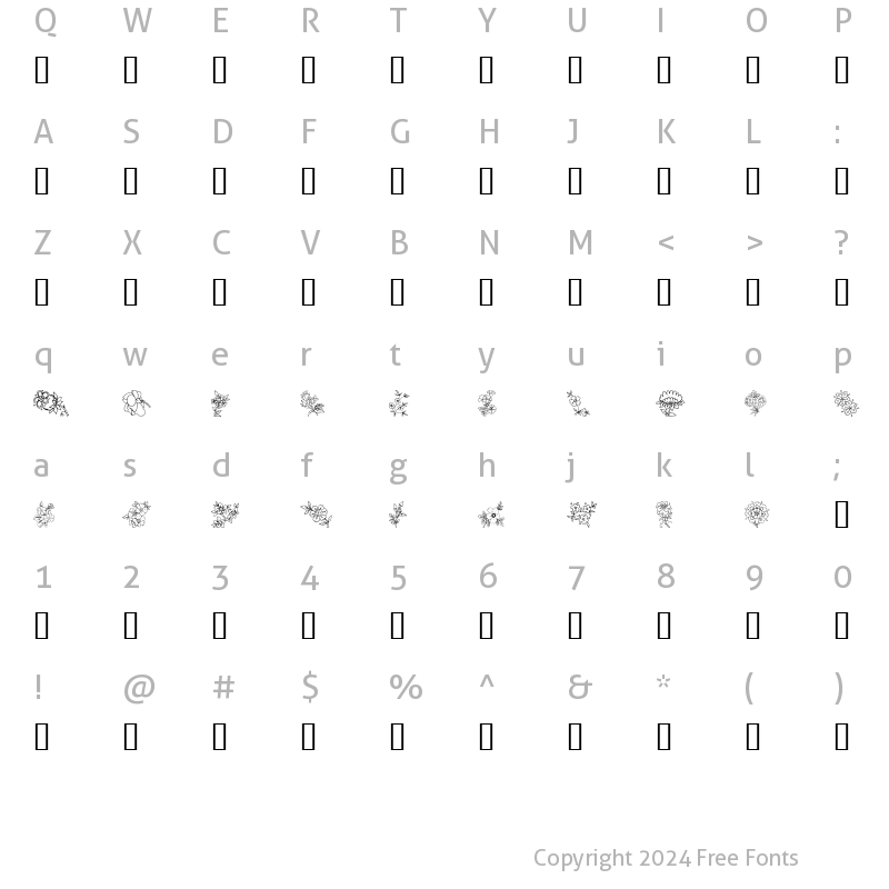 Character Map of Traditional Floral Design II Regular