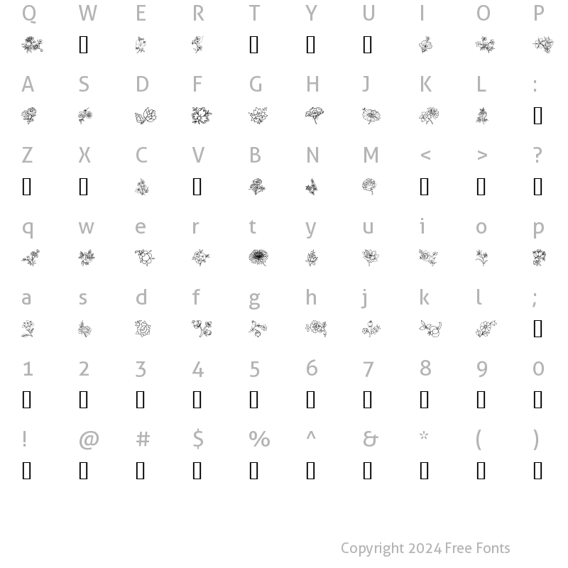 Character Map of Traditional Floral Design III Regular