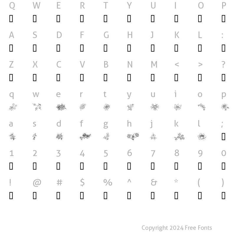 Character Map of Traditional Floral Design Regular