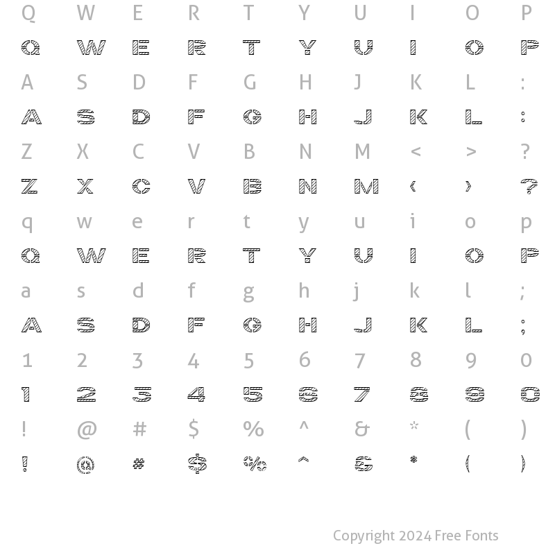 Character Map of Trafaret Kit Hatched Regular