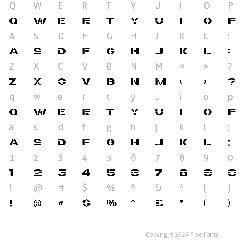 Character Map of Trafaret Kit Regular