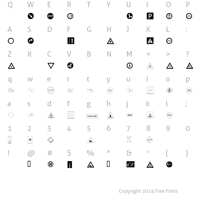 Character Map of Traffic Regular