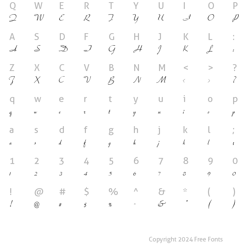 Character Map of TraftonScript Regular