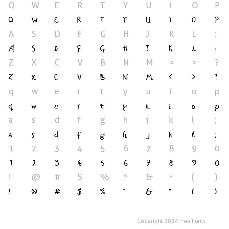 Character Map of Tragic Bureau Regular