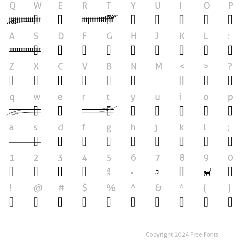 Character Map of TrainTracksDemo Regular