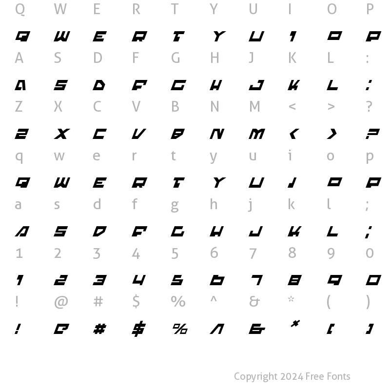 Character Map of Trajia Italic Italic