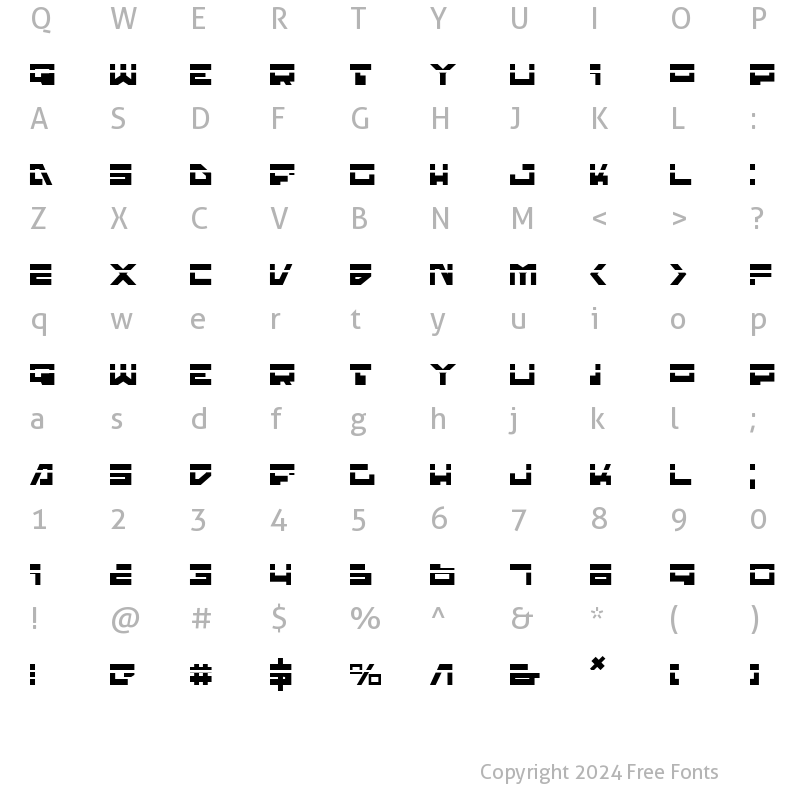 Character Map of Trajia Laser Laser