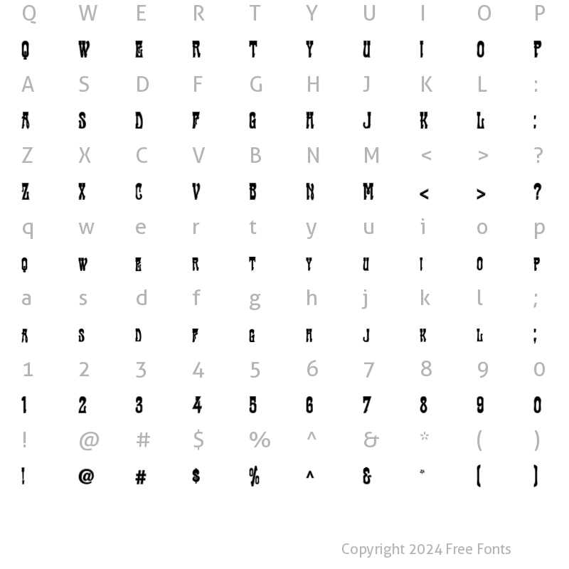 Character Map of Traktir-Modern Contour Regular