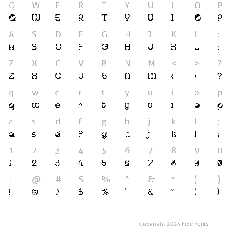 Character Map of Tralfamadore Regular