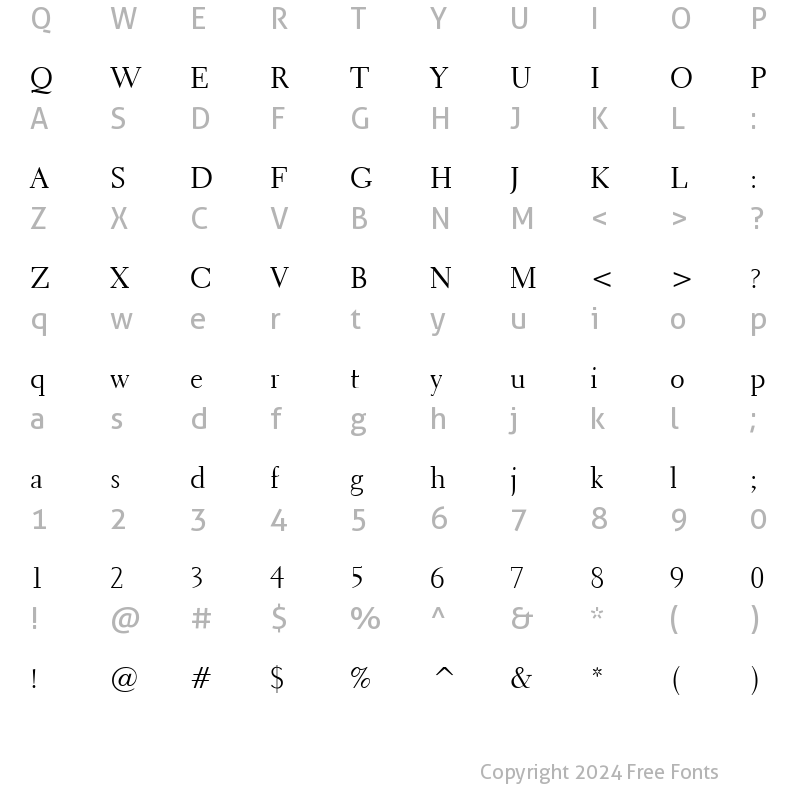 Character Map of Transit 2 Normal