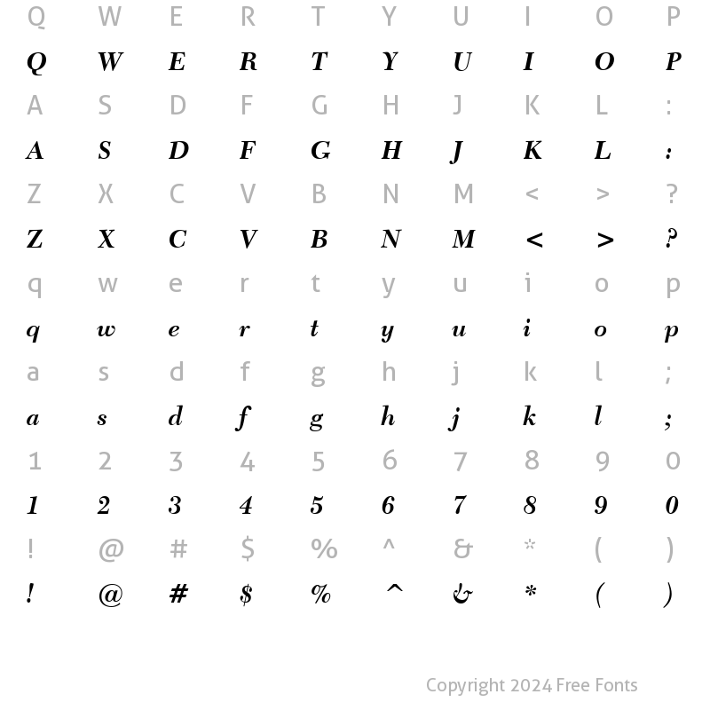 Character Map of Transit511 BT Bold Italic