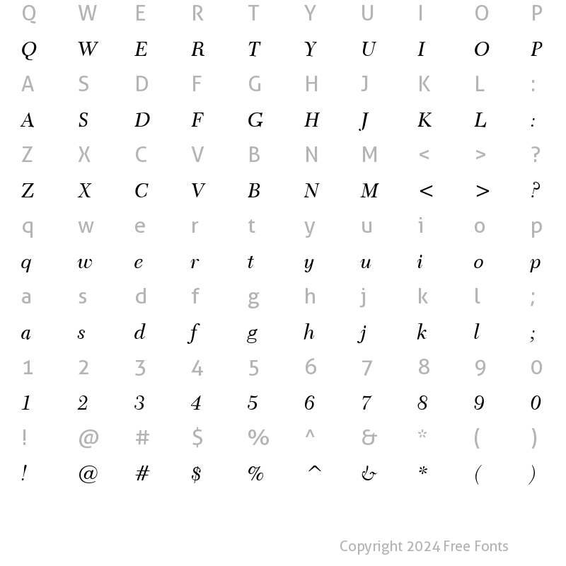 Character Map of Transit511 BT Italic