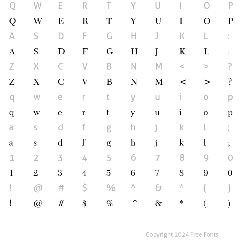 Character Map of Transit511 BT Roman