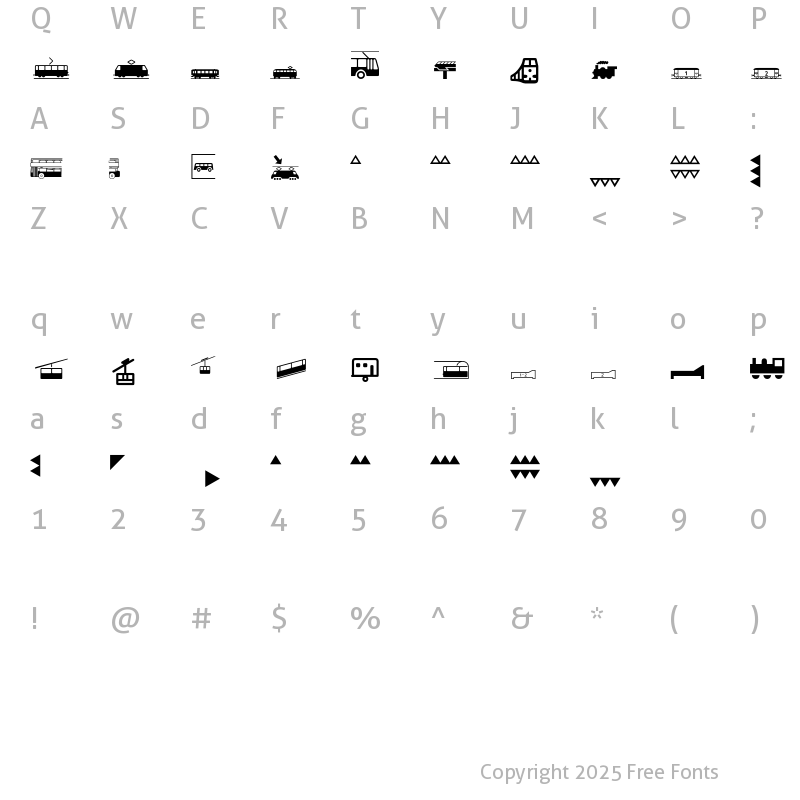 Character Map of Transportation P02 Regular