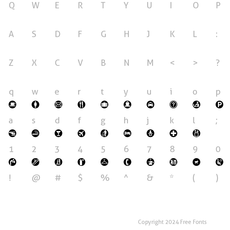 Character Map of TransportationWhite Regular