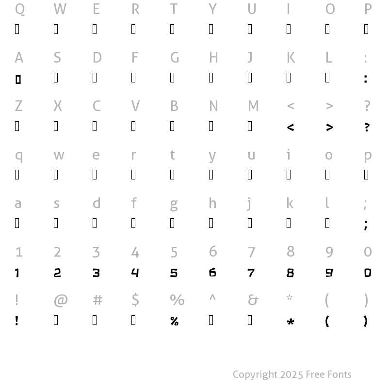 Character Map of Trashim CLM Bold