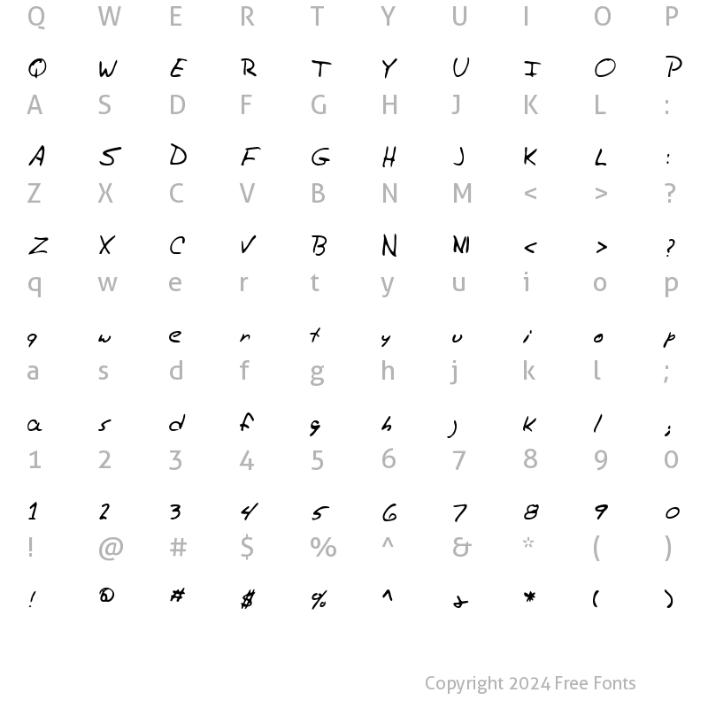 Character Map of TrasksHand Regular