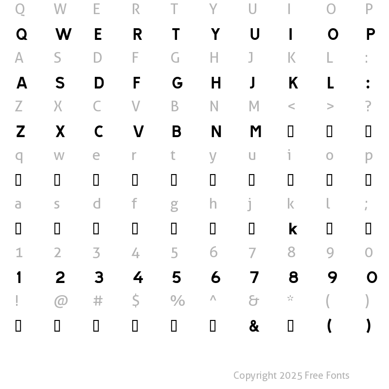 Character Map of TRATEXNEGVERSAL NEGVERSAL