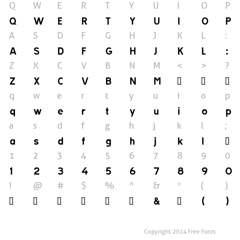 Character Map of TratexVit Regular