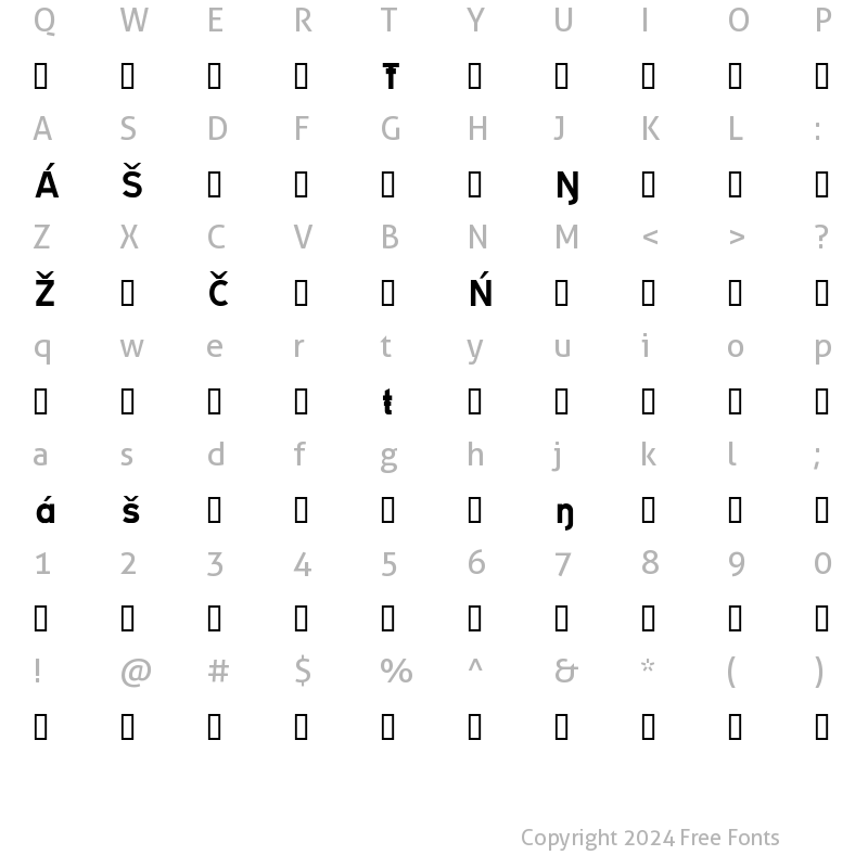 Character Map of TRATEXVITSAMISK VITSAMISK