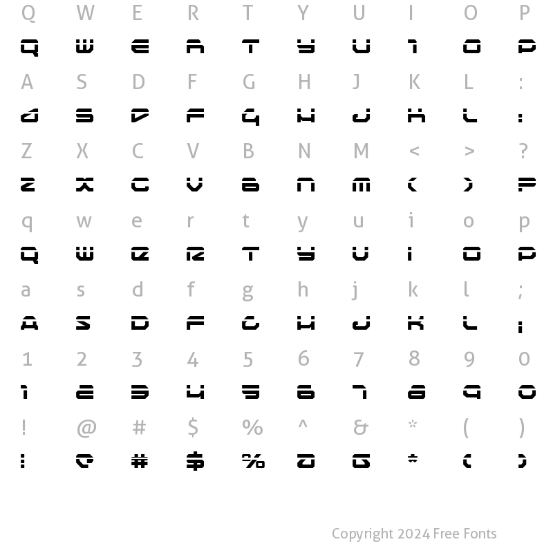 Character Map of Traveler Laser Regular