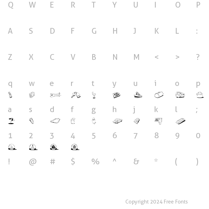 Character Map of Traveler Regular