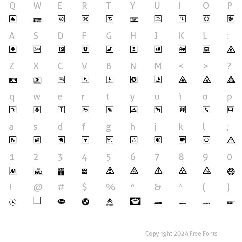 Character Map of TravellersPi Regular