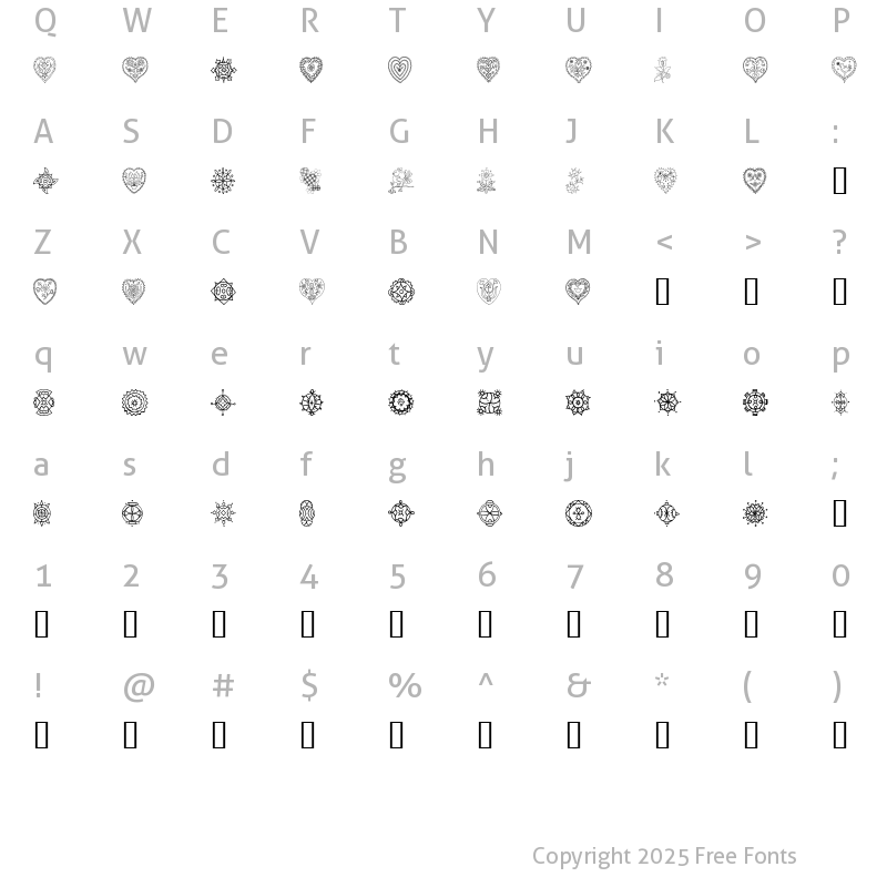 Character Map of Treasury of Design Regular