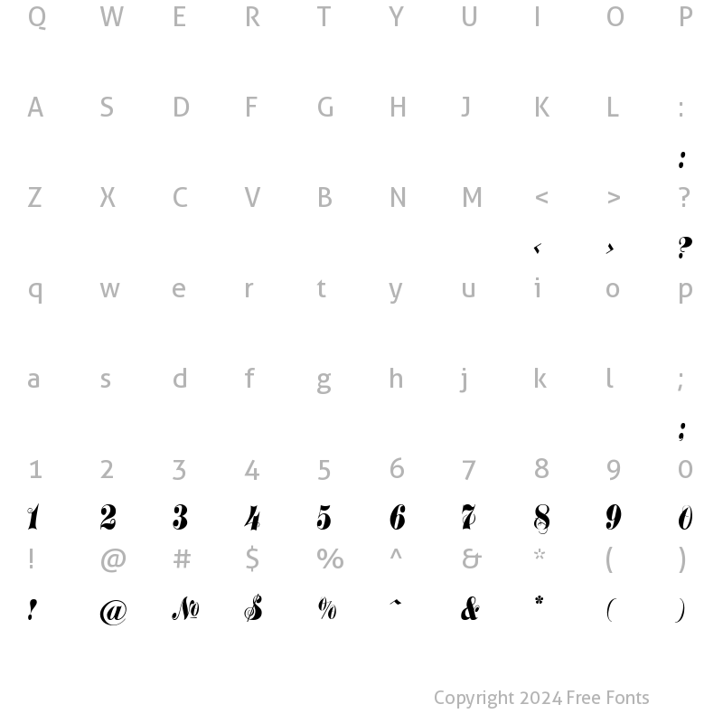 Character Map of TreasuryC Regular