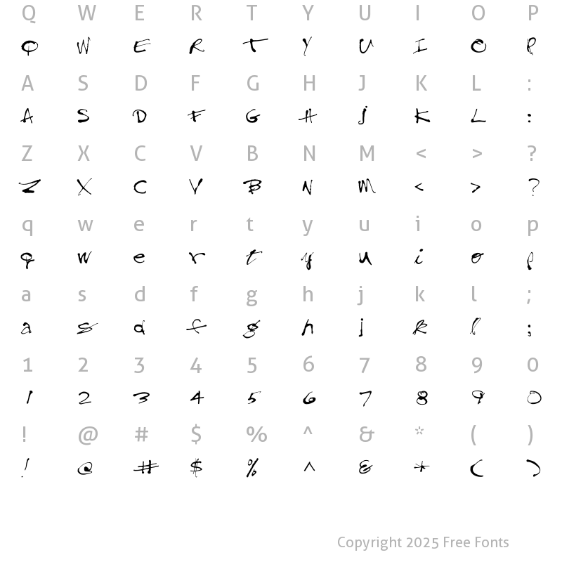 Character Map of Treefrog Regular