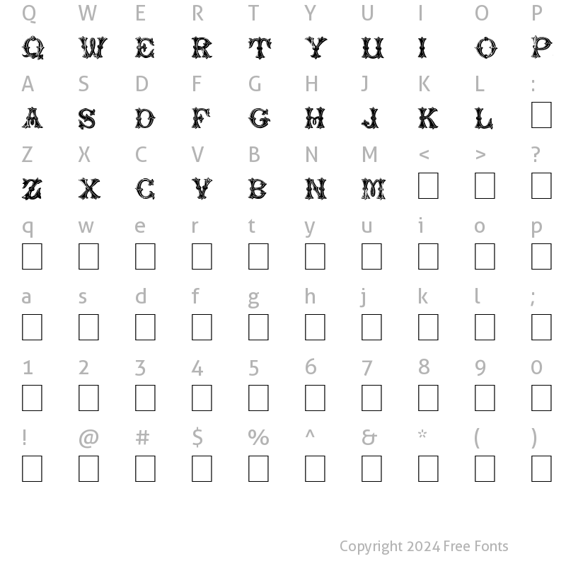 Character Map of TrefoilCapitals Normal