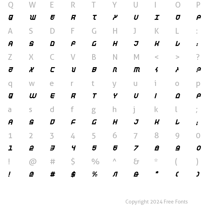 Character Map of Trek Trooper Italic Italic