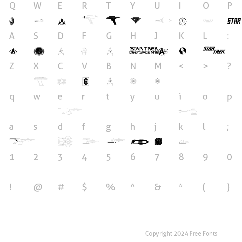 Character Map of Trekbats Regular