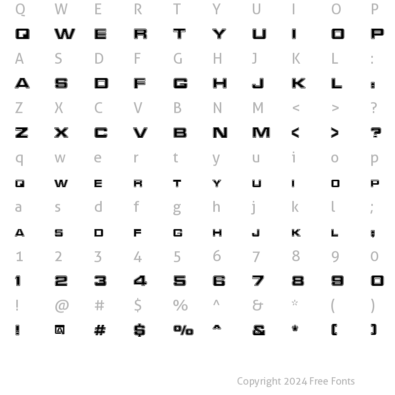 Character Map of Trekker-3 Regular