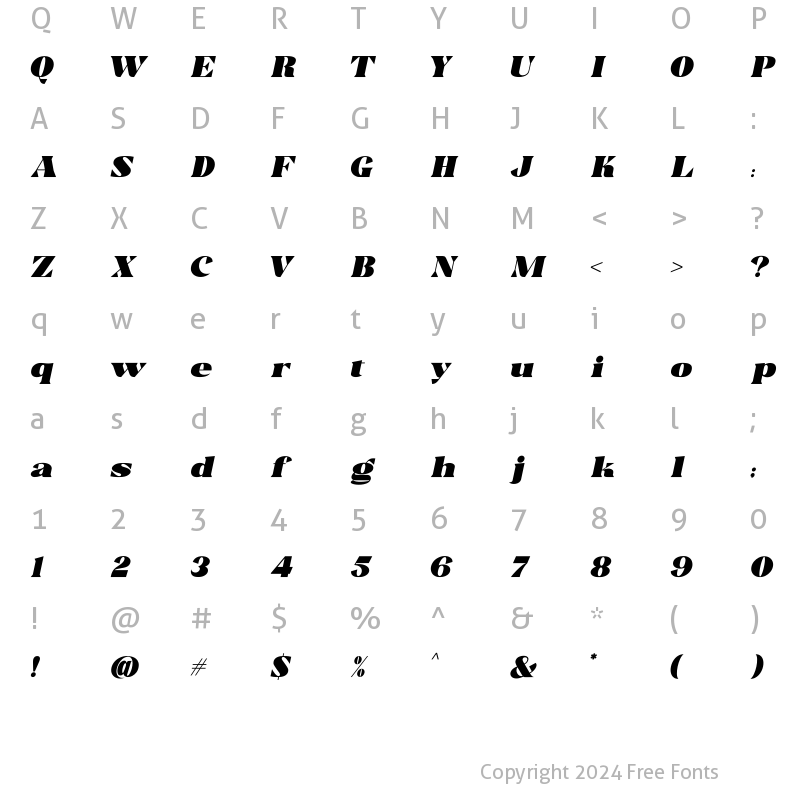 Character Map of Trellis Italic Italic