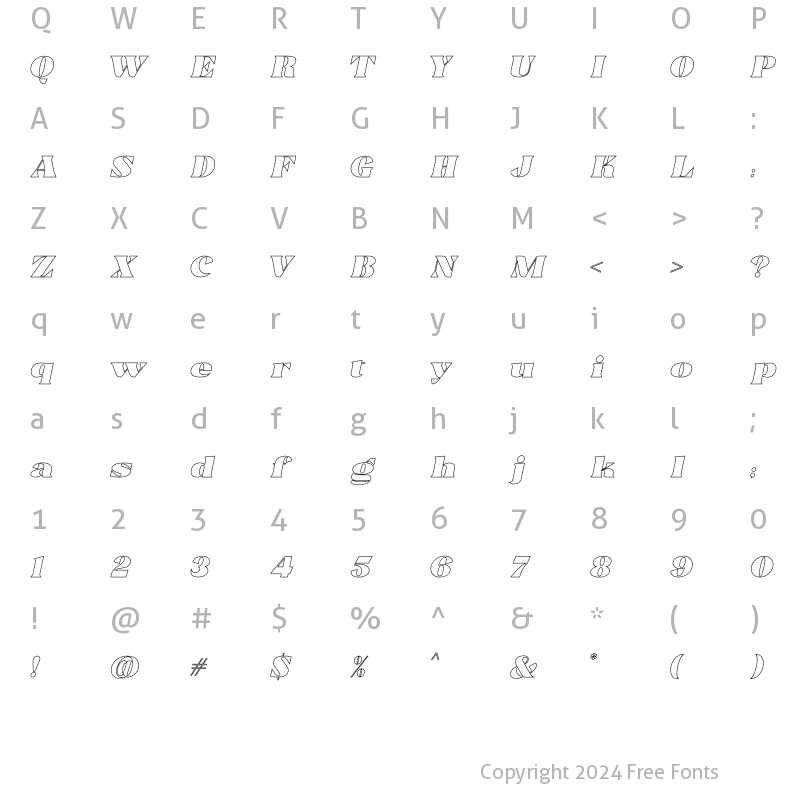 Character Map of Trellis Line Italic Italic